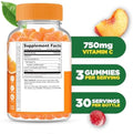 Lifeable Vitamin C Gummies for Adults 750mg Great Tasting Orange Flavor VIT C Vegan Non GMO Vitamin C Chewable for Immune Support 90 Gummies
