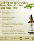 Bella Terra Oils - Organic Neem Seed Oil 4Oz - Immerse In The Benefits Of Organic Neem Enriched With Amino Acids & Omega-6 Nourishing Skin Treat