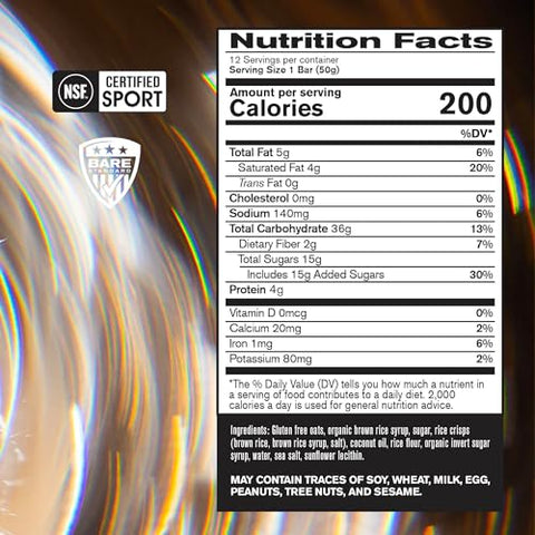 Bare Performance Nutrition Go Bar Oat Based Endurance Training Snack 36G Of Carbohydrates And 200 Calories Per Serving 12 Bars Per Box Original Oat