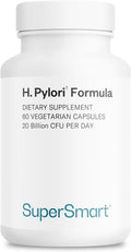 Supersmart H. Pylori Fight Natural Treatment 20 Billion CFU Per Day Lactobacillus Reuteri Probiotic Acid Reflux Relief NonGMO Gluten Free Made in USA 60 Vegetarian Capsules