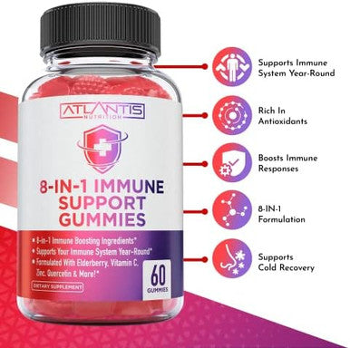 Atlantis Nutrition Collagen 60 Gummies + 8-In-1 Immune Support 60 Gummies