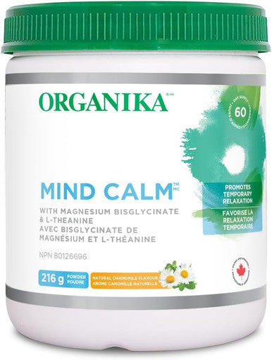 Organika Mind Calm Powder- With Magnesium Bisglycinate, L-Theanine, Gaba, Inositol- Promotes Relaxation And Calm Without Drowsiness- 216G