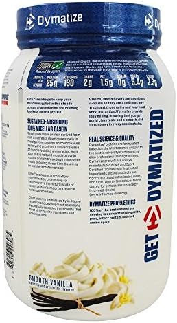 Dymatize Nutrition Elite Casein Protein Powder 100% Micellar Casein Smooth Vanilla 2 Lbs.