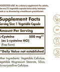 Solgar L-Cysteine 500 Mg 90 Vegetable Capsules - Free Form Amino Acid - Keratin Support For Skin Hair & Nails - Glutathione Support - Vegan Gluten Free Dairy Free Kosher 90 Servings