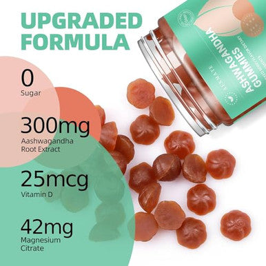 Afxmate Ashwagandha Gummies For Women & Men Sugar Free | Chewable Vegan Calm Mood & Stress Support Supplement With Vitamin D & Magnesium Glycinate 90 Count