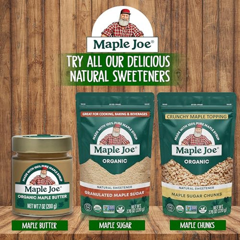 Maple Joe Organic Maple Sugar Sprinkles, Maple Flakes Made With Canadian 100% Pure Maple Syrup. Delicious With Coffee, Ice Cream, Yogurt & More Maple Sugar Granulated Chips Maple Chunks 7.8 oz