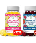Lunakai Collagen And Probiotic Gummies Bundle - Non-Gmo Gluten Free - Anti Aging Hair Growth Skin Care & Strong Nails And Digestive Health 30 Days Supply