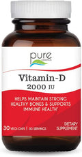 Pure Essence Labs Vitamin D 2000 IU - Best Immune Support for Adults - Organic & Nature Vitamins - Immunity Booster & Dietary Supplements (30 Capsules)