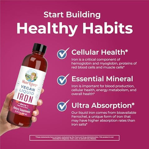 MaryruthS WomenS Multivitamin + Hair Growth Liposomal (Peach) and Iron Liquid (Berry) Clean Label Project Verifieda' Supplements For Beauty Immunity and Overall Health Vegan NonGmo GlutenFree