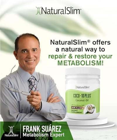 NaturalSlim Coconut Oil with CoQ10 - MCT Oil Organic Coconut Oil for Baking, Mixing with Shake, Smoothies, Coffee, or Ingest Directly - Boost Energy, Metabolism and Immune System Fresh Flavor