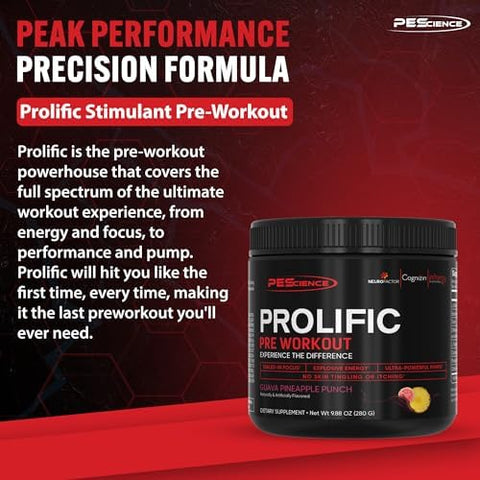 Pescience Pre Workout Stack â€“ Prolific & High Volume Guava Pineapple Nitric Oxide Booster â€“ 40 & 36 Scoops L Arginine Nitrate L Citrulline Pre Workout Powder For Men & Women