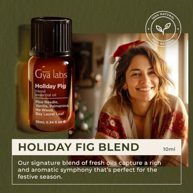 Gya Labs Holiday Fig Essential Oil Blend For Diffuser - Holiday Essential Oils For Skin - 100 Pure Natural Blend Of Pine Needle Palmarosa Ho Wood Bay Laurel Leaf & Vanilla (0.34 Fl Oz)