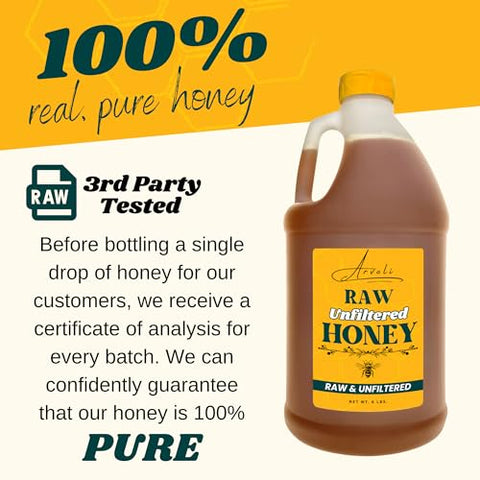 Bulk Honey - 6 LBS - Half Gallon of Raw Honey - Pure Unfiltered Delicious Healthy
