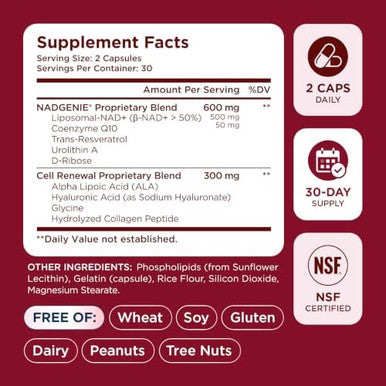 NAD+ Supplement for Women - NMN Alternative with -NAD+ Trans-Resveratrol CoQ10 D-Ribose - Promotes Cellular Renewal Energy and Radiant Skin Health - 60 Capsules Advanced