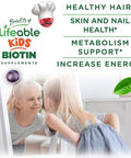 Lifeable Kids Biotin Gummies 5000Mcg Great Tasting Natural Flavor Biotin Supplement Vegan Non Gmo Hair Gummies For Hair Skin And Nails 90 Gummies