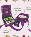 Vahdam Assorted Tea Set Variety Pack | 24 Different Flavour Individually Wrapped Pyramid Tea Bags | Herbal tea Green Tea Chai Tea