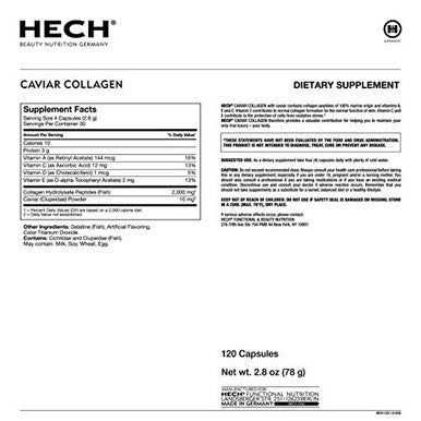 Hech Caviar Collagen Capsules - Beauty Supplement With 2000 Mg Marine Collagen Peptides Caviar Extract And Vitamin Complex