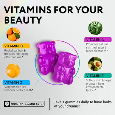 Iq Biology Biotin Gummies For Hair Skin And Nails - Hair Growth Vitamins For Women & Men - Hair Loss Gummy Supplement With Extra Strength Biotin (Vitamin B7) Collagen Keratin & Dht Blocker 60 Chewable Bears