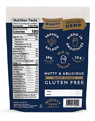 Mighty Seed Hemp Hulled Seeds, 24 Ounce | 10 g Protein, 12 g Omegas per 30 g Serving, Gluten-Free, Perfect for Salads, Cereal, Granola, Oatmeal and Yogurt