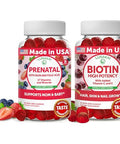 Lunakai Usa Made 17-In-1 Prenatal Vitamins And Biotin Gummies Bundle - Delicious Daily Prenatal Gummies For Maternal Wellness Support 60Ct