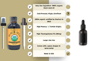 PRIME NATURAL Organic Black Seed Oil 4Oz - Cold Pressed Unrefined High Thymoquinone 1.7% Usda Certified - Turkish Origin Potent Nigella Sativa Liquid - Vegan Omega 3 6 9, Antioxidant Immune Boost Joints Skin Hair