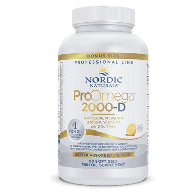 Nordic Naturals ProOmega 2000-D, Lemon Flavor - 2150 mg Omega-3 + 1000 IU D3-90 Soft Gels - Ultra High-Potency Fish Oil - EPA & DHA - Brain, Heart, Joint, & Immune Health - Non-GMO - 45 Servings