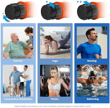 Dewboom Inhale Intake Breathing Trainer Lung Trainer For Respiratory Strength Adjustable Resistance Breathing Trainer With High-Grade Silicone Warm Black-Orangered