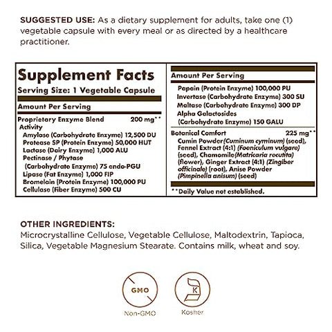 Solgar Comfort Zone Digestive Complex - 90 Vegetable Capsules - Enzymes To Support The Body S Natural Digestive Process & Break Down Difficult-To-Digest Foods - Kosher 90 Servings