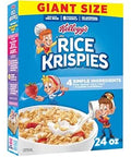 Kellogg's Rice Krispies Cold Breakfast Cereal, 8 Vitamins and Minerals, Rice Krispies Treats, Giant Size, Original, 24oz Box (1 Box)