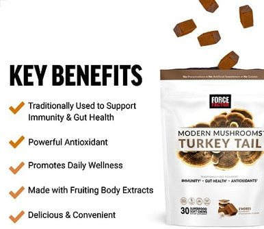 Force Factor Modern Mushrooms Soft Chews Turkey Tail Mushroom Supplement To Support Immunity Digestive Health And Vitality Antioxidants Supplement Delicious S Mores Flavor 30 Soft Chews