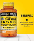 Mason Natural Plantbased Ultra Digestive Enzymes With Bromelain Lactase & Papain Supports Digestion & Bloating Relief 60 Capsules Pack Of 3