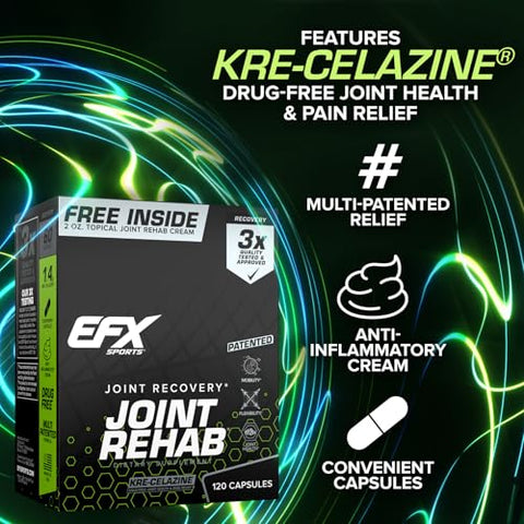 Efx Sports Joint Rehab Recovery Kit Powered By Kre-Celazine For Mobility & Joint Health 120 Capsules Kre-Alkalyn Creatine 2 Oz Topical Cream