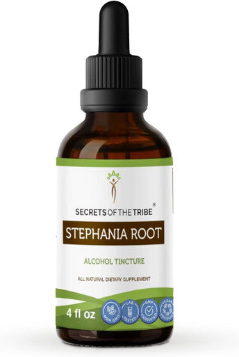 Secrets of the Tribe Stephania Root Alcohol Extract, High-Potency Herbal Drops, Tincture Made from Wildcrafted Stephania Root (Stephania Tetrandra) Dried Root 4 oz