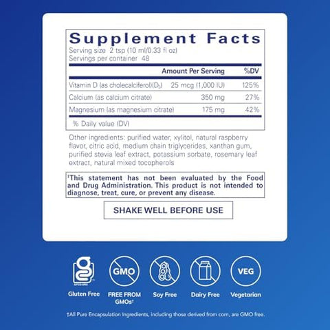 Pure Encapsulations Cal/Mag/D Liquid Calcium Magnesium and Vitamin D in a Convenient Liquid Form 16.2 fl. oz.
