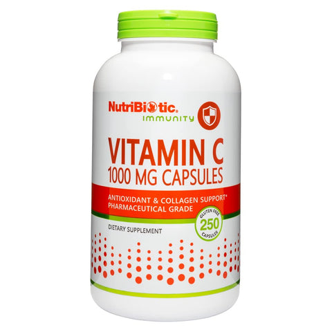 NutriBiotic Vitamin C 1000 Mg Capsules Essential Immune Antioxidant and Collagen Support Supplement Pharmaceutical Grade LAscorbic Acid 1000 Mg Per Serving Gluten and GMO 500 Count