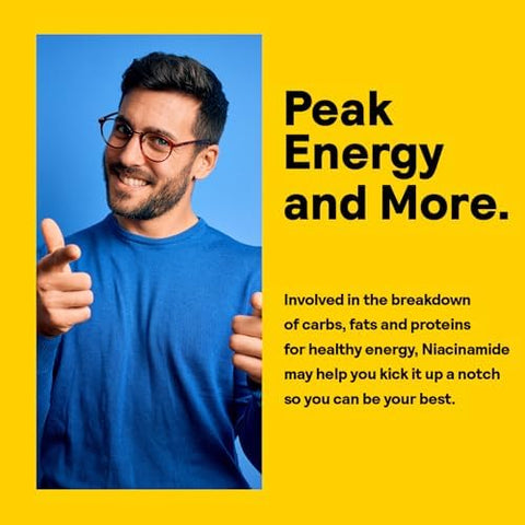 Nature's Life Energizing Niacinamide Vitamin B3 1000mg High Potency No Flush Niacin Supplement Nerve Function Energy and Metabolism Support 60Day 100 Servings 100 Tablets