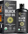 Micro Ingredients Black Seed Oil Organic Cold Pressed 16 Fl Oz Rich In Thymoquinone & Omega 3 6 9 Unrefined From Nigella Sativa Seeds Immune Hair & Skin Support Non-Gmo 3 Months Supply