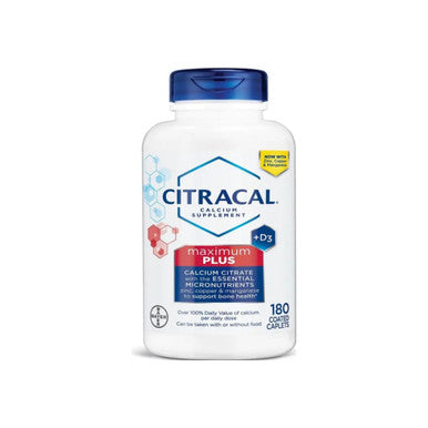 Citracal Maximum Plus Calcium Citrate Supplement With Vitamin D3, 180 Coated Caplets