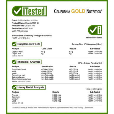 California Gold Nutrition Organic Mct Oil 12 Fl Oz (355 Ml)