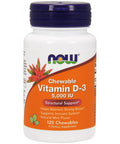 Now Foods, Vitamin D-3, Natural Mint Flavor, 5,000 IU, 120 Chewables