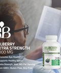 Bronson Bilberry Extra Strength 3000 mg Vaccinium Myrtillus, Promotes Eye Health and Supports Healthy Vision - Non GMO, 200 Vegetarian Capsules