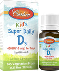 Carlson Kid's Super Daily D3 Vitamin D Drops for Kids 400 IU per drop 1Year Supply Heart and Immune Health Vegetarian Liquid Vitamin D Drops Unflavored 365 drops