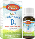 Carlson Kid's Super Daily D3 Vitamin D Drops for Kids 400 IU per drop 1Year Supply Heart and Immune Health Vegetarian Liquid Vitamin D Drops Unflavored 365 drops