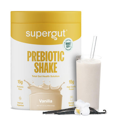 Supergut GLP-1 Boosting Prebiotic Shakes Vanilla ÃƒÂ¢Ã¢â€šÂ¬Ã¢â‚¬Å“ Gut Healthy Meal Replacement with 15g Fiber 15g Protein & 5g Net Carbs - Keto Friendly - 8 Servings
