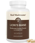 Real Mushrooms Lions Mane Mushroom Cognition (120 Capsules) Lions Mane Mushroom Powder Extract Capsules | Brain Supplement, Brain Vitamins, Focus Supplement