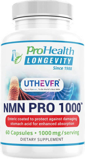 ProHealth Longevity NMN Pro 1000 Enhanced Absorption Featuring Uthever Brand NMN 1000 mg per Serving 60 Capsules TransResveratrol 1000 mg per Serving 60 Capsules Bundle