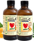 CHILDLIFE ESSENTIALS Liquid Vitamin C - Immune Support, Vitamin C Liquid, All-Natural, Gluten-Free, Allergen Free, Non-GMO, High in Antioxidants - Orange Flavor, 4 Fl Oz Bottle (Pack of 2)