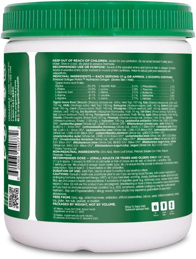 Organika Power Greens With Enhanced Collagen - A Daily Nutrient Rich Wellness Protein Powder, Pineapple Punch Flavor, Blend Of 16 Organic Fruits And Vegetables With 1 Billion Cfu Of Probiotics, 220G