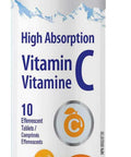 MapleLife High Absorption Vitamin C - 10 Effervescent Tablets, Orange Flavor, 1000 milligrams