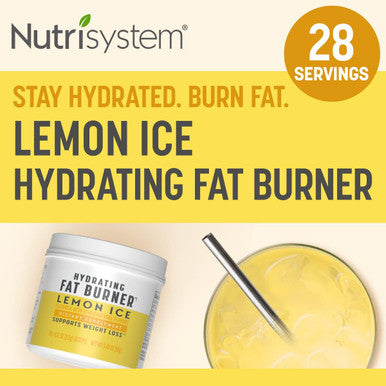 Nutrisystem Hydrating Fat Burner Supplement for Men and Women, Mix and Sip Dietary Supplement, Lemon Ice - 28 Servings